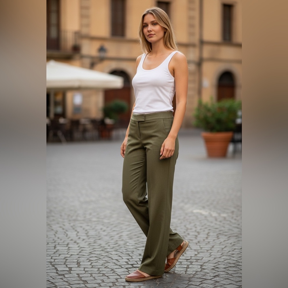 Thalian Women's Olive Green Trousers - Size 8
